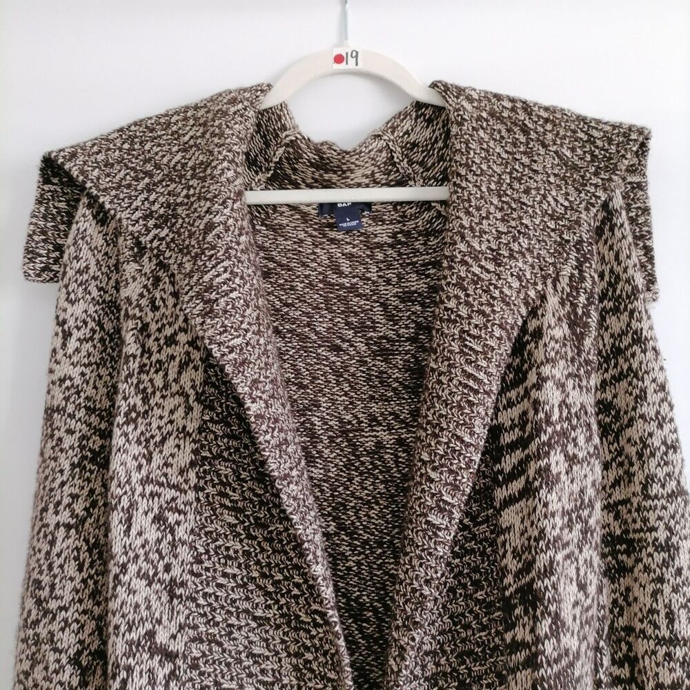 Gap Womens Brown Lamb Wool Cotton Drape Collar Knit Cardigan Sweater Size Large - Picture 3 of 7